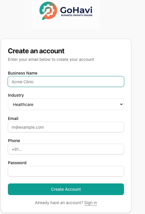 GoHavi Getting Started Dashboard